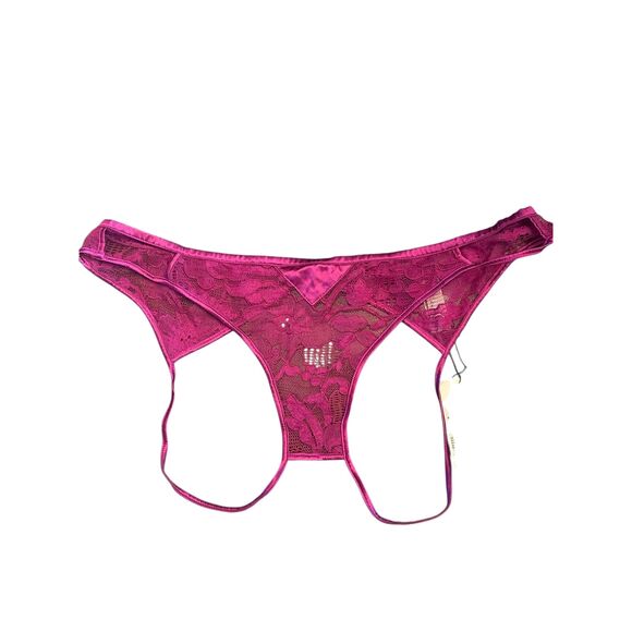 NWT Fleur De Mal Lace Panty MEDIUM Ouvert 'Magnolia In Vixen' Lingerie Sexy - Picture 5 of 6